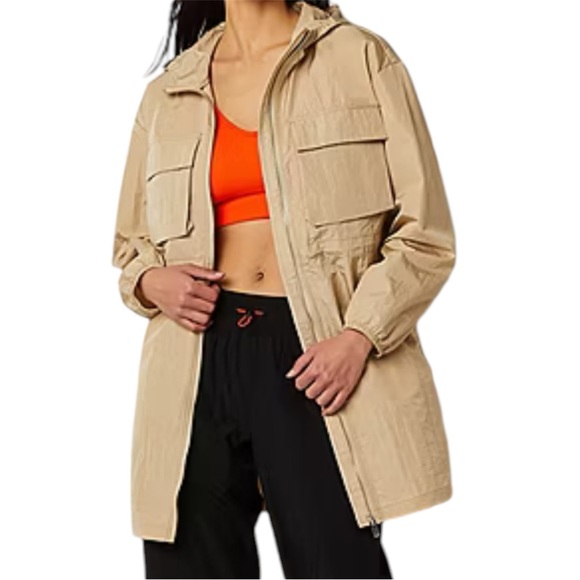Sports Illustrated Women’s Lightweight Hooded Woven Anorak size XS Linen color - Picture 2 of 12